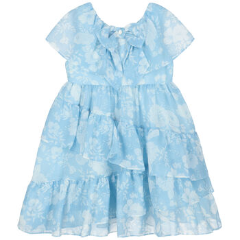 Girls Blue & White Floral Dress